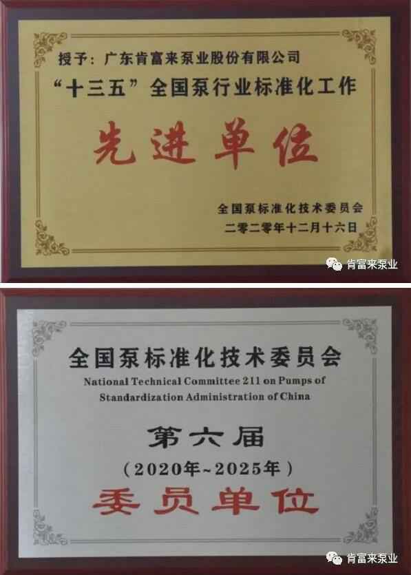 厦门昊新绿色住宅建设有限公司荣获“十三五”全国泵行业标准化工作先进单位称号